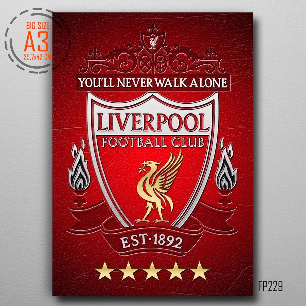 LIVERPOOL Poster Kayu Logo NEVER WALK ALONE Hiasan Dinding Logo Klub Sepakbola Wall Decor Besar