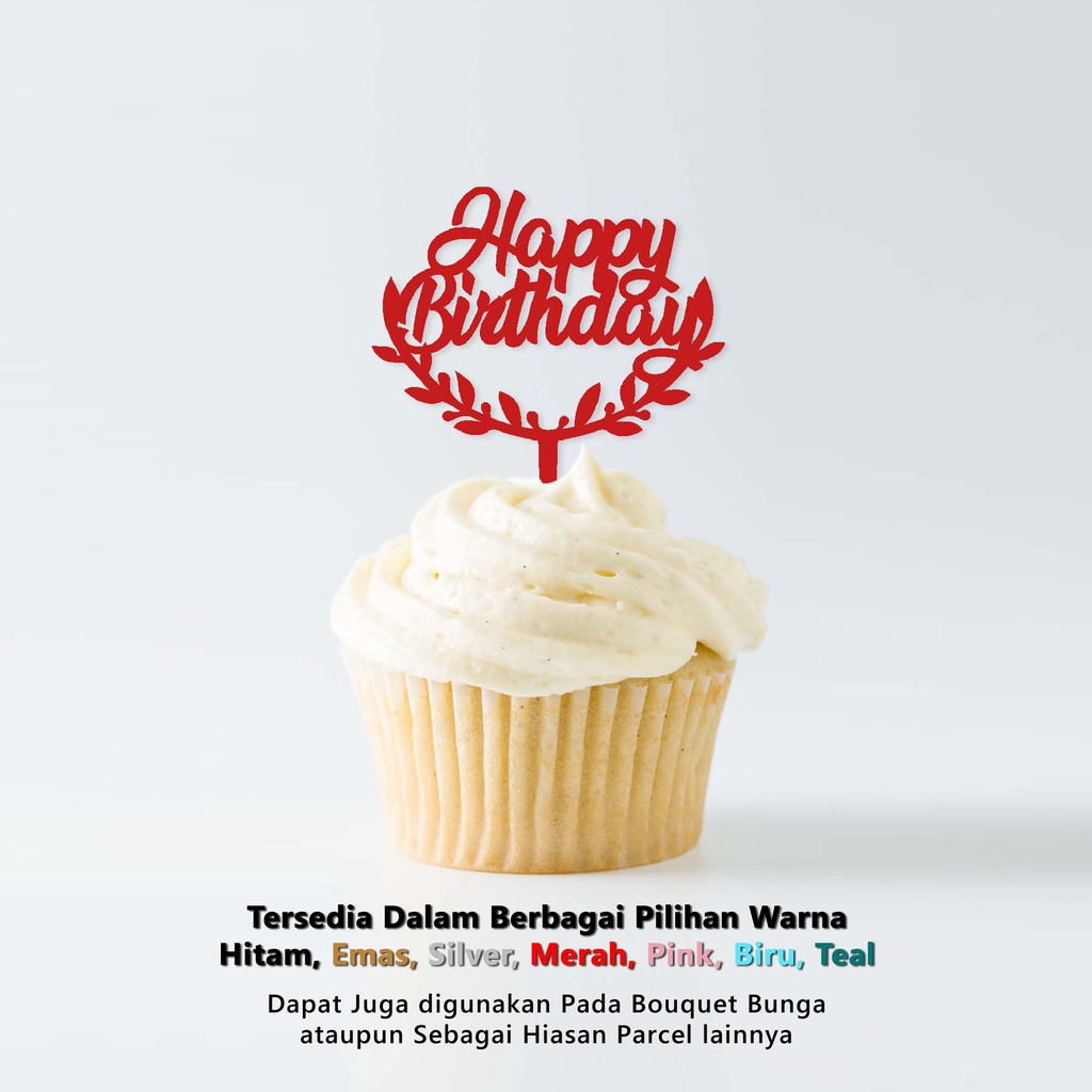 Cup Cake Topper AKRILIK - HBD MINI - Topper Kue Happy Birthday Mini