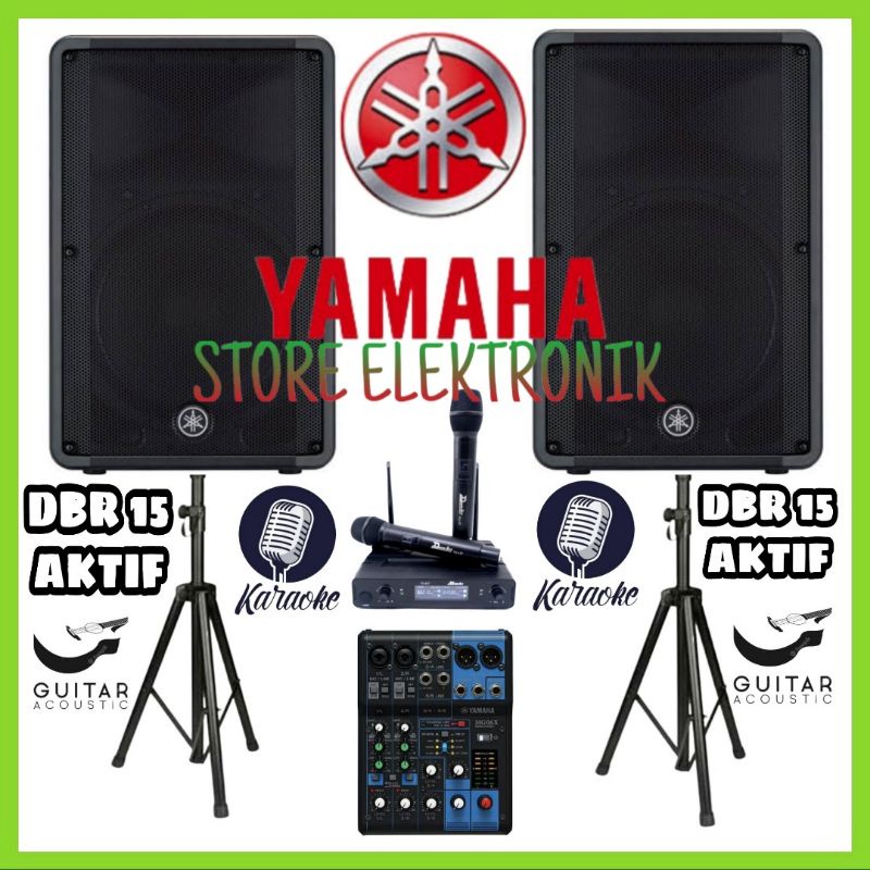 Paket Speaker Yamaha DBR 15 Aktif Mixer Mg 06 X Mic Wireless Live Akustic