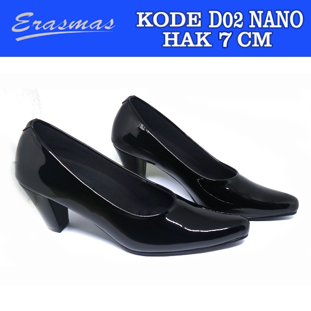 Sepatu PANTOFEL FORMAL KERJA DINAS D02 ERASMAS Hak Runcing 7 Cm