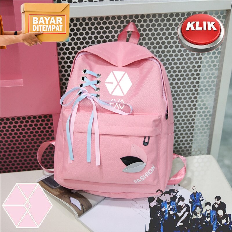 Tas Ransel Perempuan Tas anak Sekolah Tas Ransel Pita EXO  Bacckpack Multifungsi