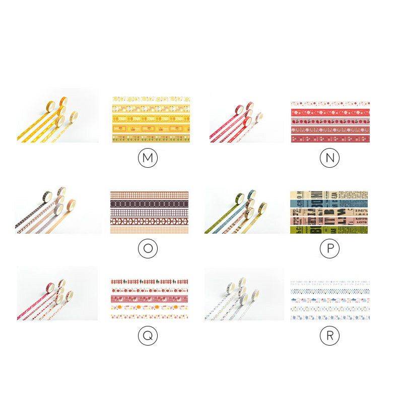 [AISYSTUFF] masking tape 1 set 5pc fresh pattern, washitape aesthetic vintage retro rainbow pastel, isolasi motif warna untuk journaling dekorasi scrapbook-4