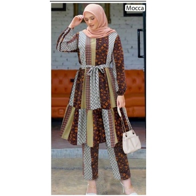 Extu Stellan Celana Motif Nindy / One Set Tunik Motif
