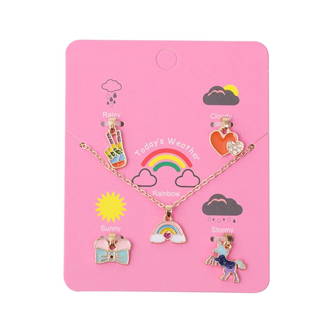 LRC Kalung + liontin Fashion color mixing animal heart P72945