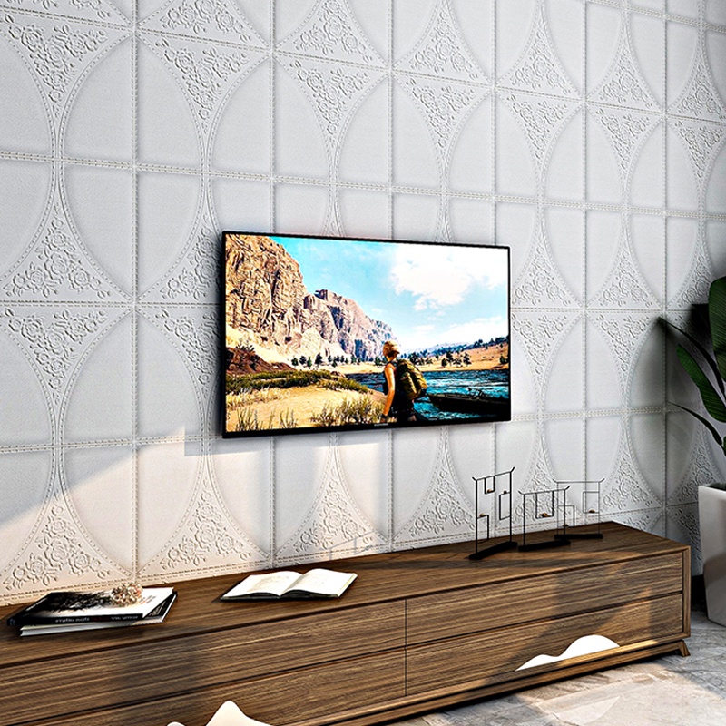 1 Wallpaper Stiker Dinding 3D FOAM Timbul High Quality  Bunga Mawar Putih CLASSIC BRICK Best Seller SPEEDS-4