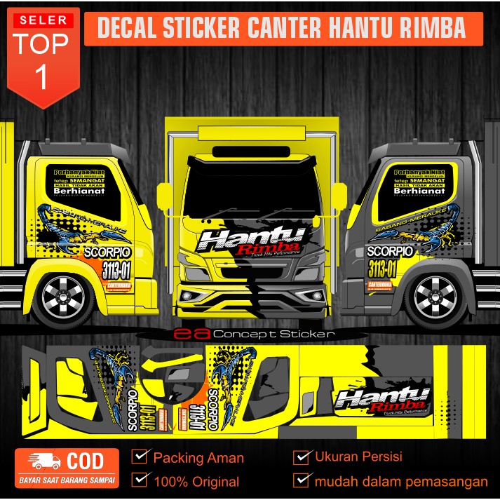 decal sticker canter elf dutro full kabin depan