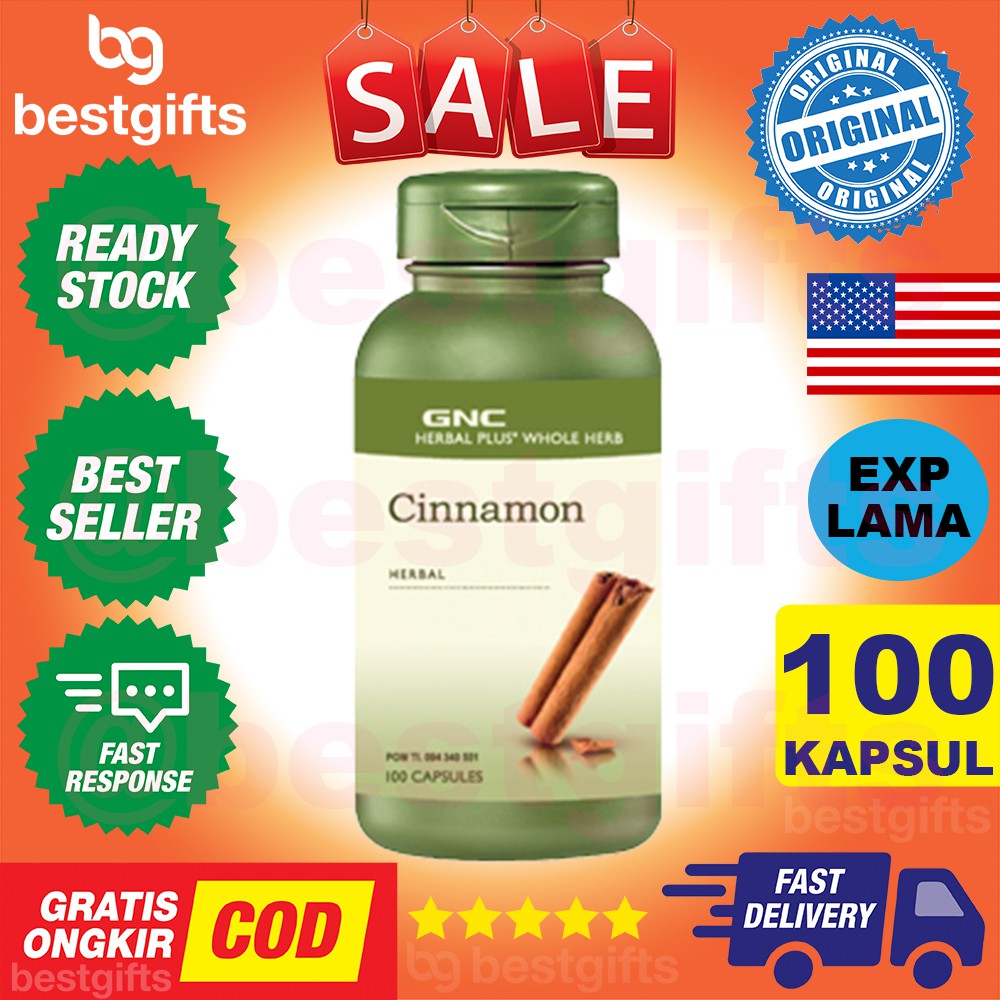 GNC HERBAL PLUS WHOLE HERB CINNAMON KULIT KAYU MANIS GANGGUAN PENCERNAAN ANTI VIRUS JAMUR 100 KAPSUL