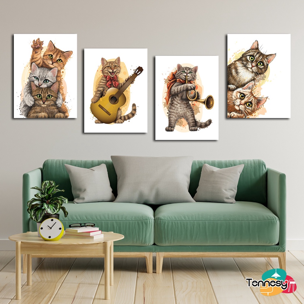 TENNESY HIASAN DINDING WALL DECOR KUCING LUCU CAT 15x20CM PAJANGAN KAYU POSTER DEKORASI KAMAR TIDUR RUMAH