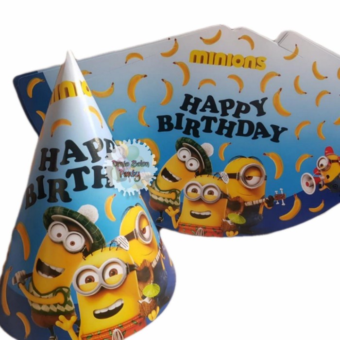 Topi Ulang Tahun Kerucut / Topi Pesta Karakter Minion