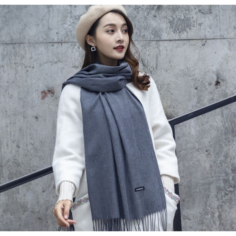 PASHMINA CASHMERE PREMIUM WINTER SUMMER  | PLAIN POLOS IMPORT SELENDANG HANGAT SYAL SCARF SCARVES DINGIN-1