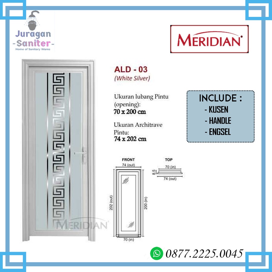 Pintu kamar mandi aluminium Meridian ALD 03