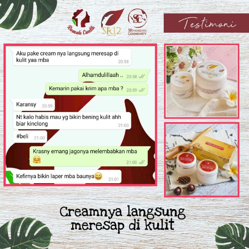 KRASNY CREAM SR12 EXTRACT MARKISA MEMBANTU ATASI JERAWAT &amp; FLEK HITAM / KRASNY DAY &amp; NIGHT CREAM SR12 / KRIM KRASNY UNTUK KULIT KERING / MEMBANTU MENCEGAH PENUAAN DINI, MELINDUNGI KULIT DARI SINAR MATAHARI, MELEMBABKAN &amp; MEMBANTU MENCERAHKAN KULIT WAJAH