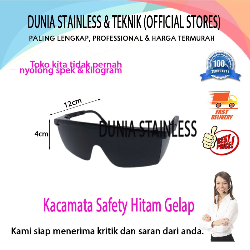 Kacamata Las Safety Hitam Gelap