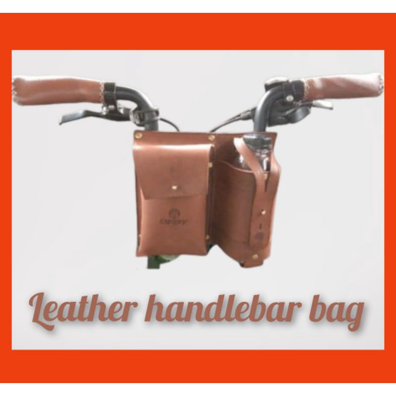 Tas stang kulit sepeda lipat Leather handlebar bag Folding Bike Universal original OFDY