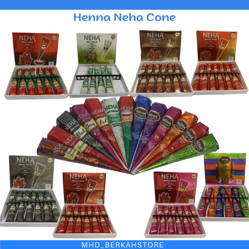 [8Warna] Henna Neha cone / hena /tato kuku nail dan kulit  25gr halal | BPOM