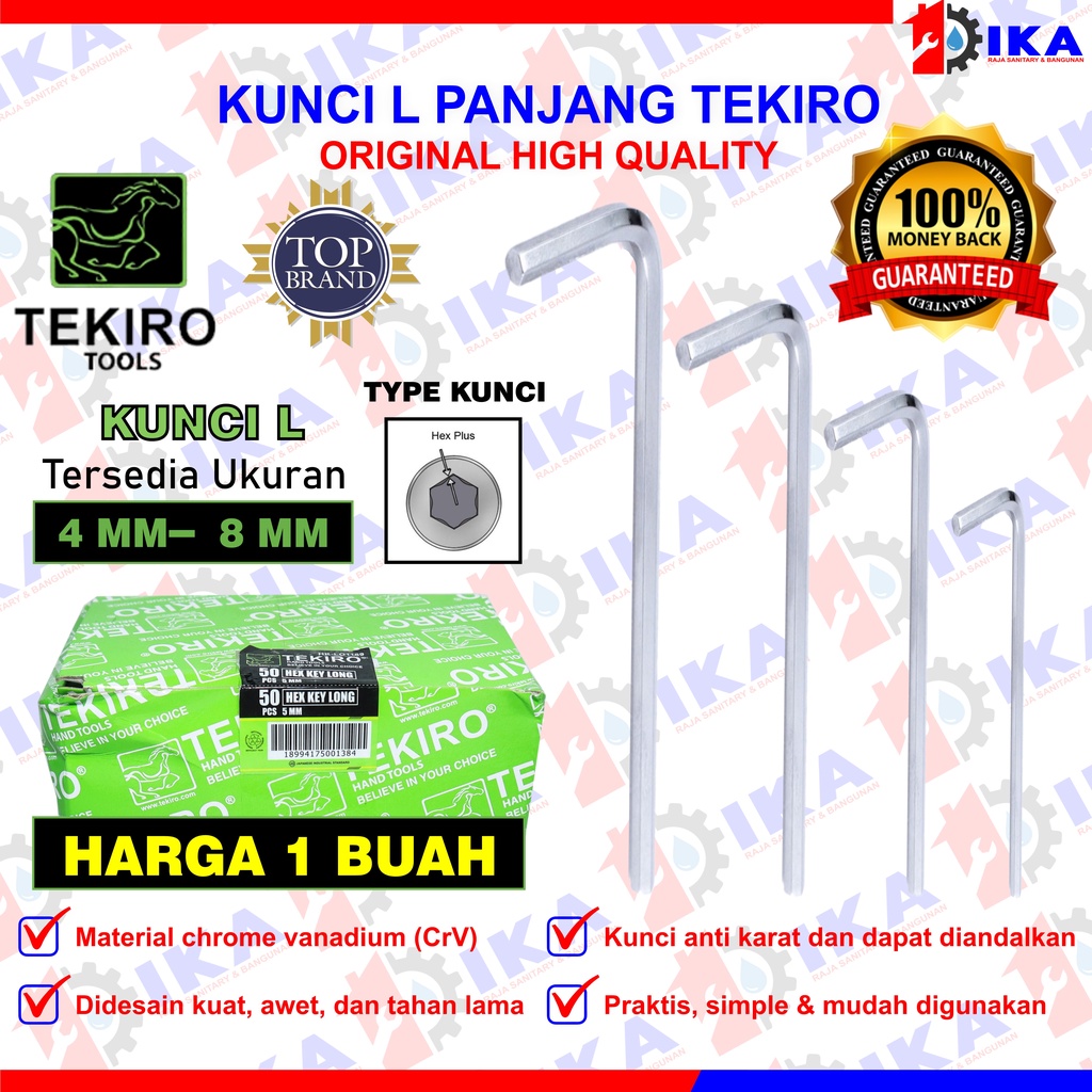 Kunci L panjang 4mm 5mm Tekiro Hex key long 5mm Kunci L Tekiro long 4 5 6 8