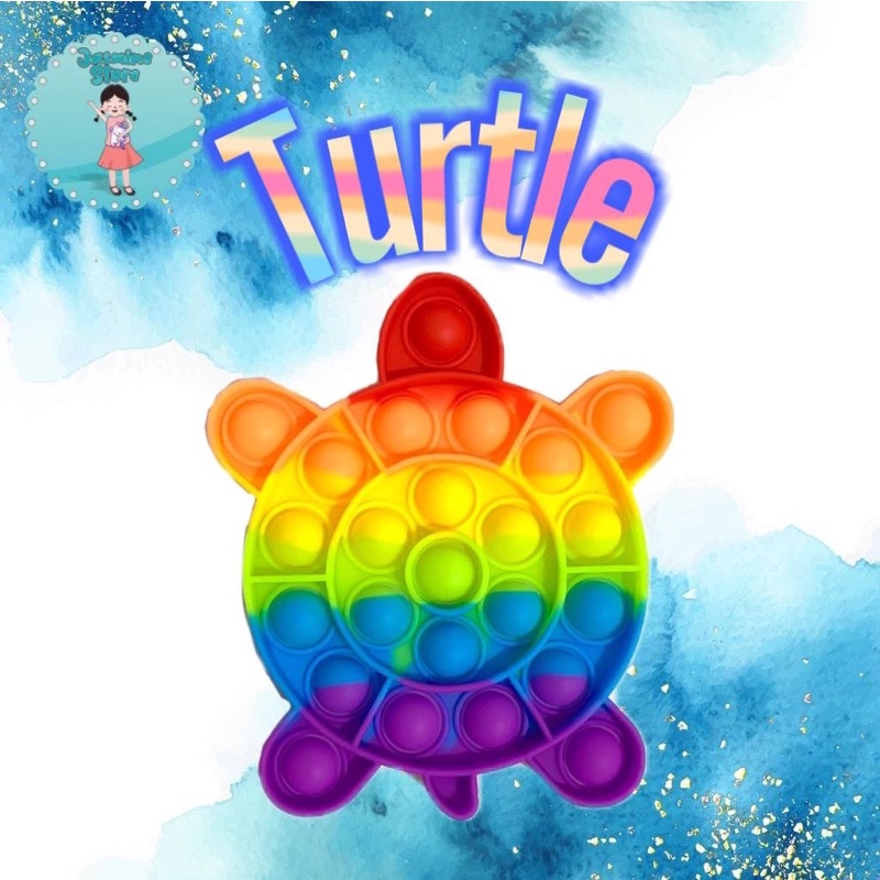 Ready Pop It Rainbow Murah/Fidget Pop It Rainbow Free Kelereng/Free Bonus-Turtle