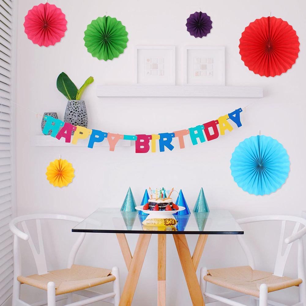 Suyo 6Pcs/Set Kipas Kertas Warna-Warni Dekorasi Festival Ulang Tahun Pesta Pernikahan DIY Handmades