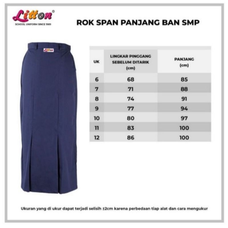 Seragam sekolah rok span panjang SMP ban / LITTON span panjang pinggang ban biru 6