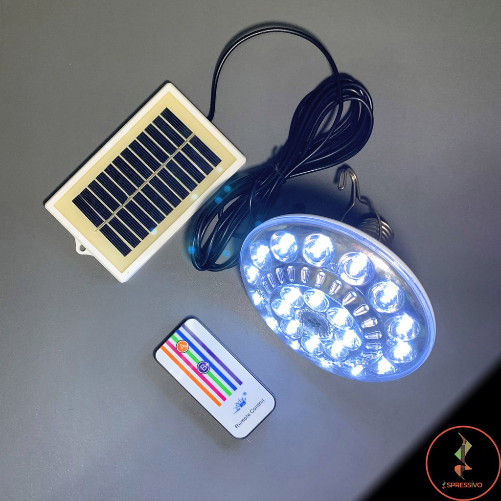 Lampu Solar 22 LED remote control tenaga surya camping outdoor putih