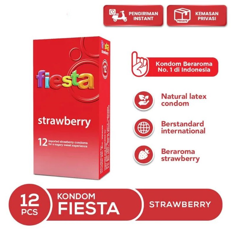 KONDOM FIESTA STRAWBERRY - PRIVASI - ISI 3 12