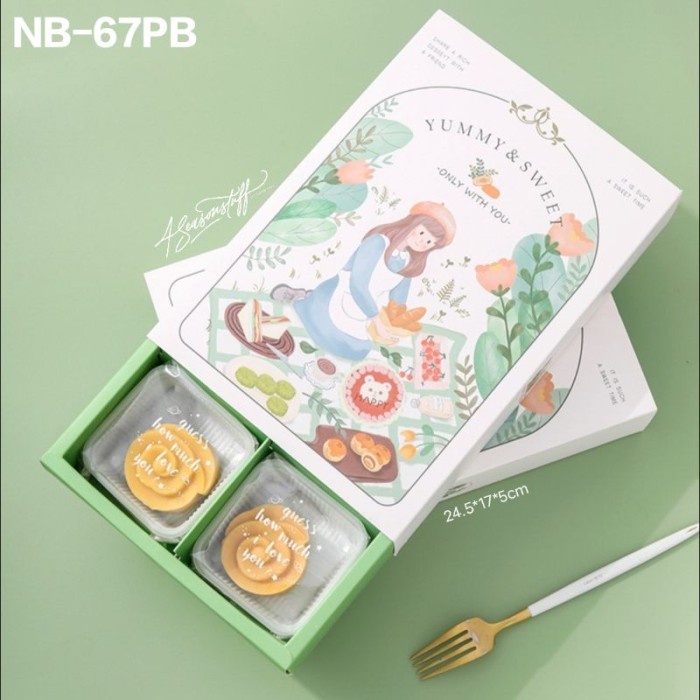 

(TERLARIS) Box Sekat 6 Beserta Paperbag Kemasan Mooncake Nastar Cookies