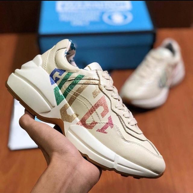 GUCCI RHYTON SNEAKERS LEATHER GLITTER