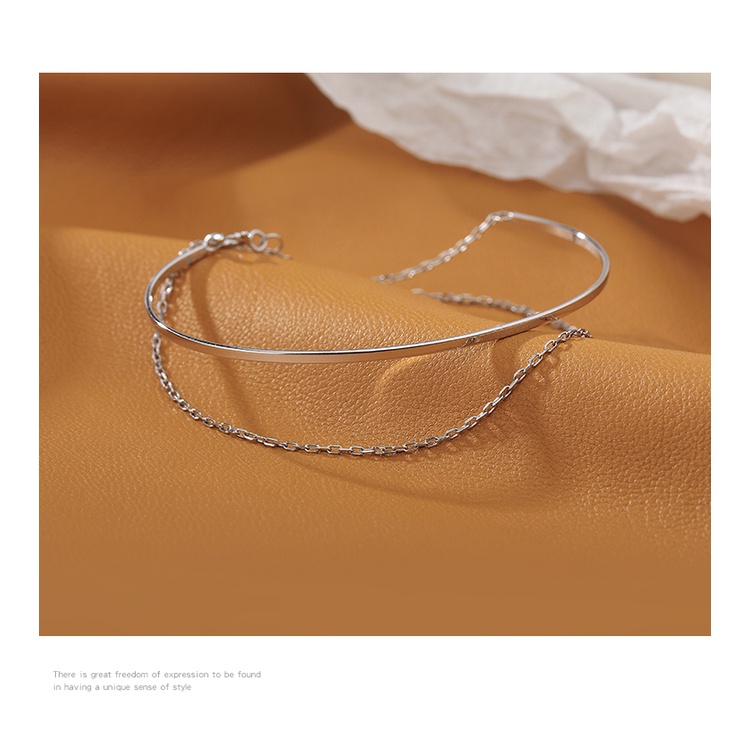 925 Perak Baru Sederhana Gelang Double-Layer Gelang Korea Ins Gelang Aksesoris Hadiah