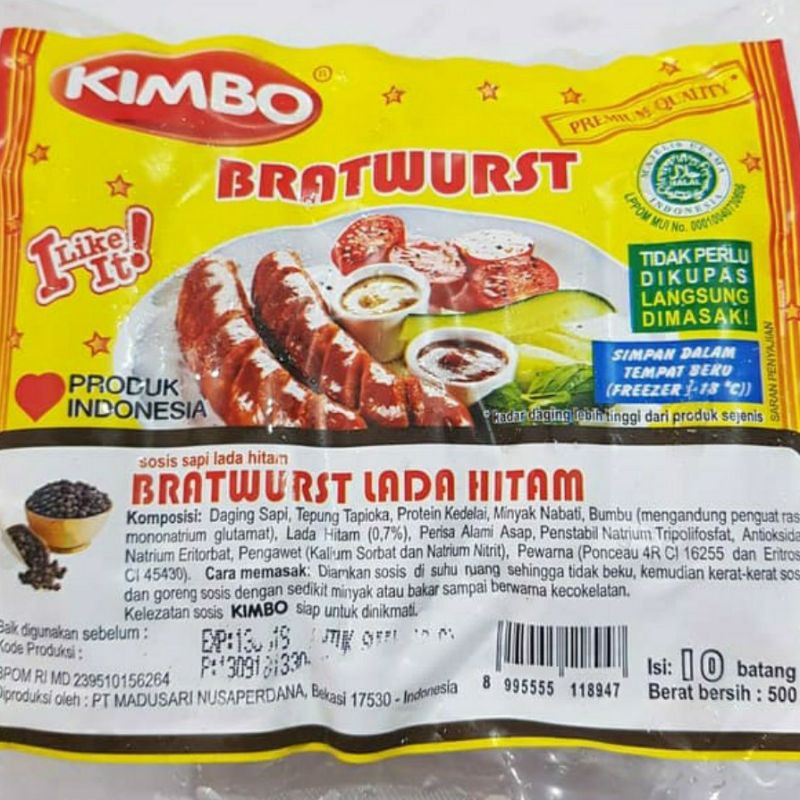 

KIMBO SOSIS SAPI BRATWURST LADA HITAM 500 GR