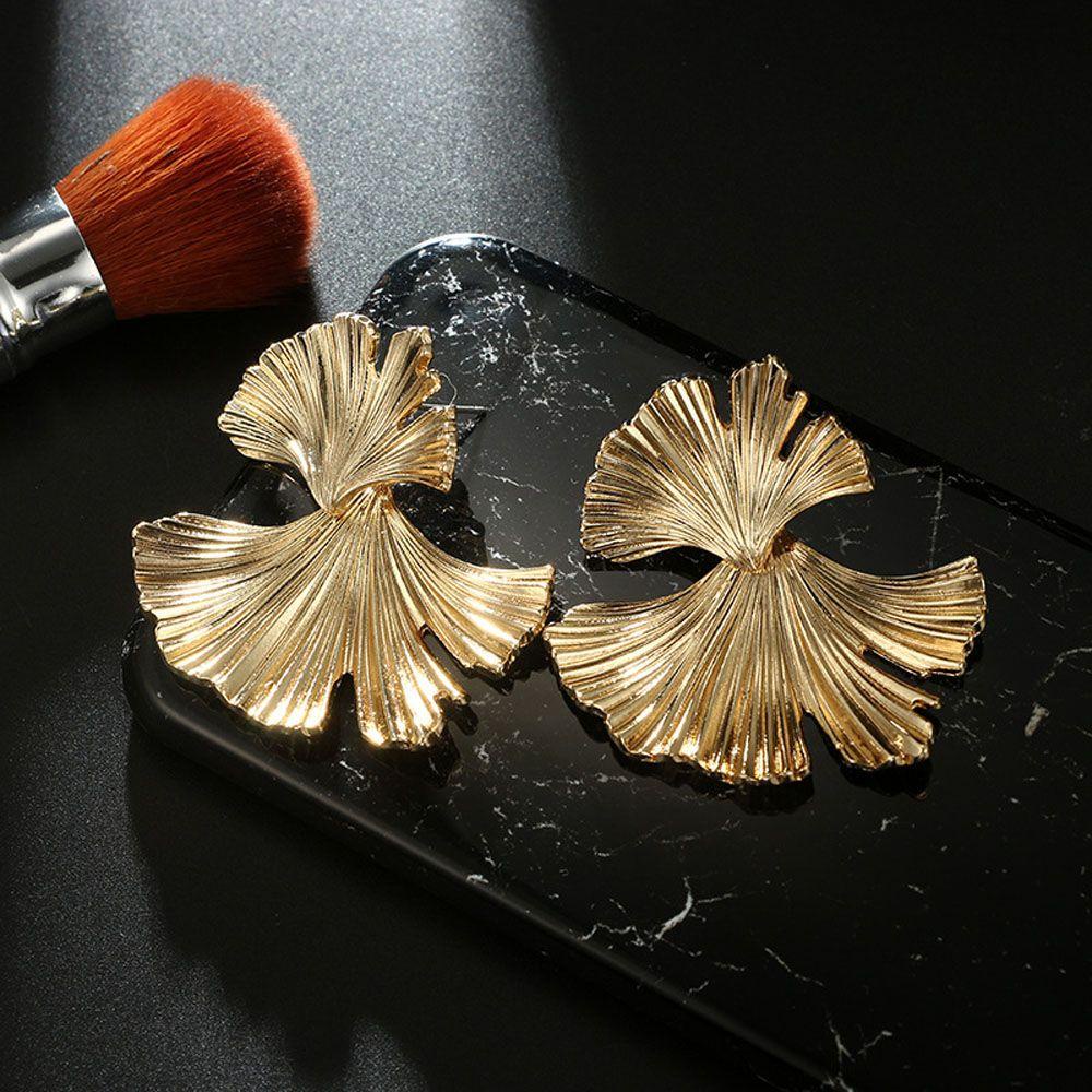 Needway Stud Earrings Punk Bohemian Tanaman Bentuk Daun Tidak Teratur Aksesoris Fashion Ginkgo biloba Leaf Drop Earrings