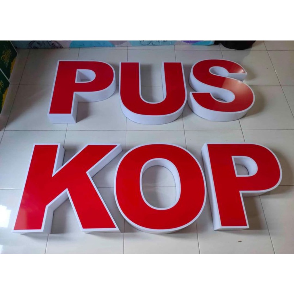3D Letter Huruf Timbul Bahan Akrilik / Acrylic Tanpa Lampu / Non Led