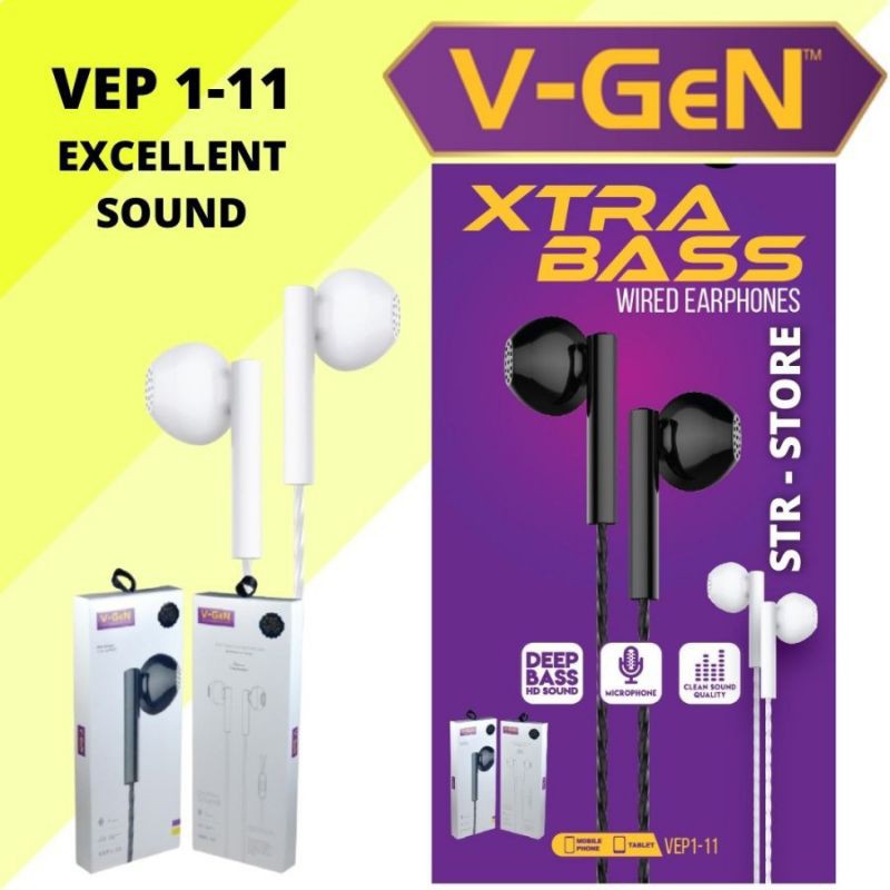 Handsfree V-GeN VEP1-11 Wired Earphone Headset Stereo Sound VGEN Extra Bass