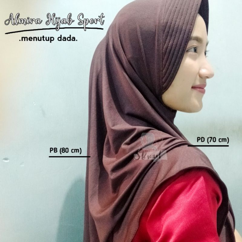 JILBAB INSTAN SPORT/ALMIRA HIJAB SPORT MENUTUP DADA/KERUDUNG SEKOLAH/JILBAB JERSEY