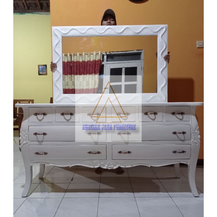 meja konsul kayu jati #meja rias kayu jati #nakas kayu jati putih duco