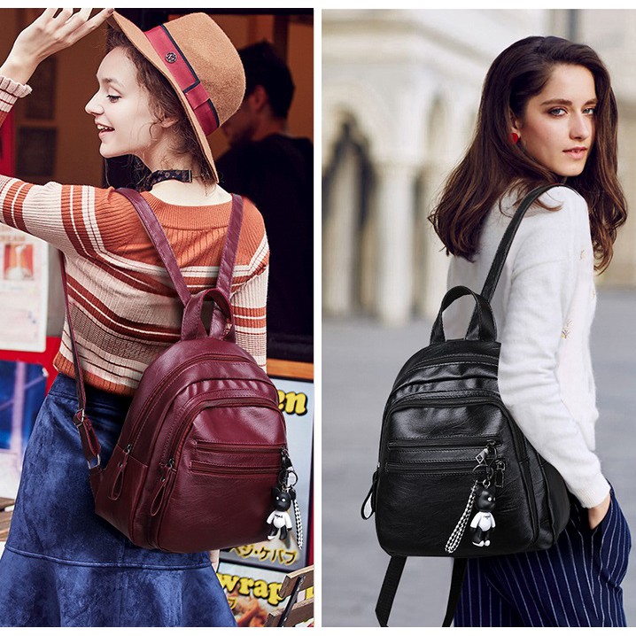 NEW TAS RANSEL IMPORT WANITA BADOO 2645 BAHAN KULIT TAS COCOK UNTUK SEKOLAH