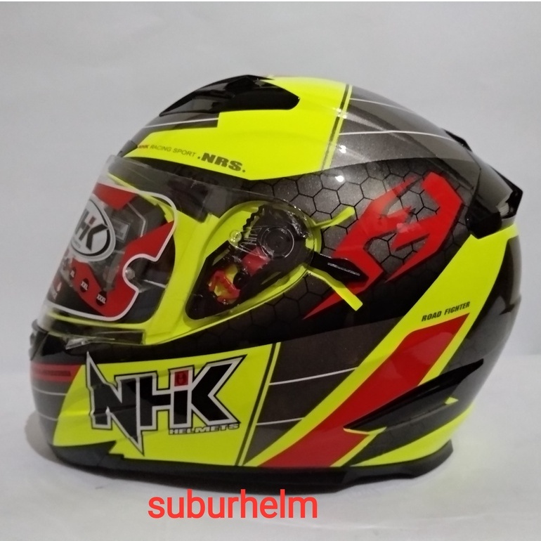 HELM NHK  RX9  SE   NAVY      YELLOW  FLUO  RED   FLAT VISOR  DOUBLE VISOR  FULL FACE