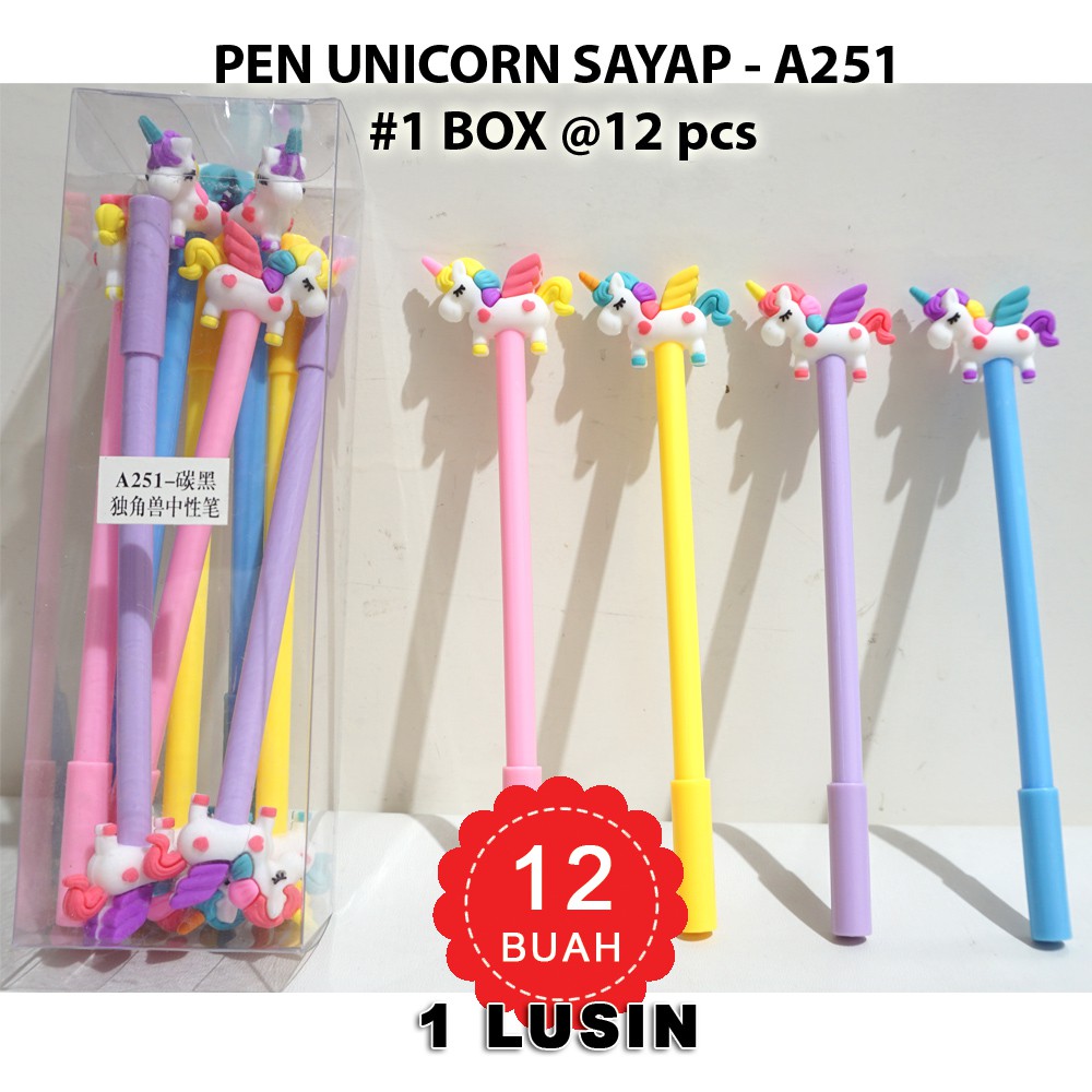 

1 LUSIN Pulpen gel UNICORN SAYAP A251-1 LUSIN pen UNICORN SAYAP A251