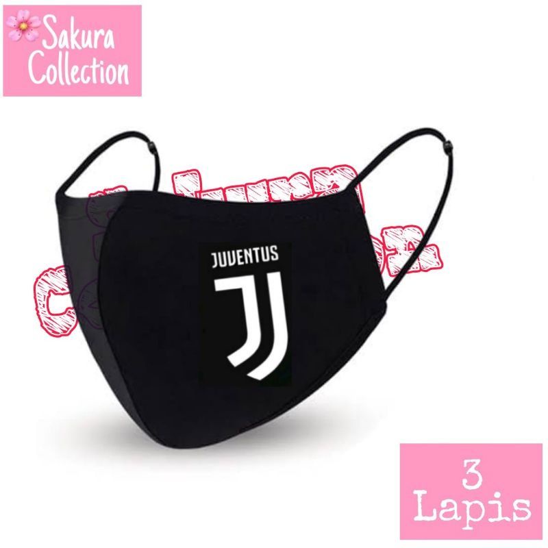 Masker Kain 3 Lapis Scuba Anak Dewasa Earloop - Juventus