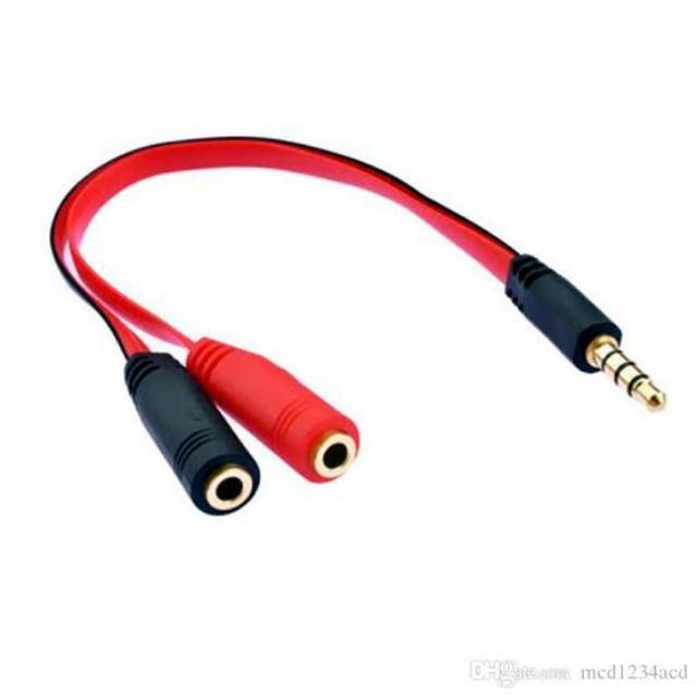 Kabel Audio Splitter Jack 3.5mm male to dual female 2in1 Mic dan Audio