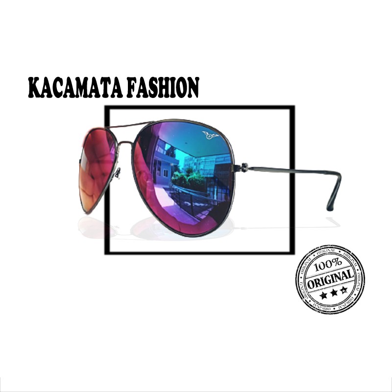 Kacamata hitam pria wanita gaya aviator lensa mirror sunglasses unisex kaca mata fashion kacamata