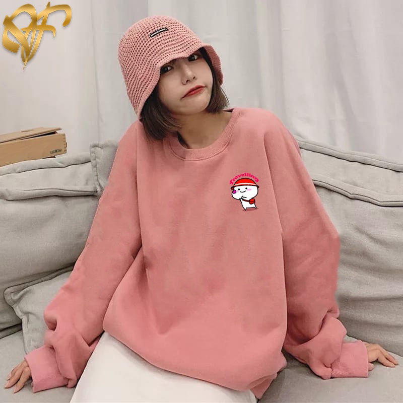 🅳🅵 Sweater Quby Travelling Aesthetic Pria &amp; Wanita | Sweater Korea Style Fleece Cotton | Dhea Fashion