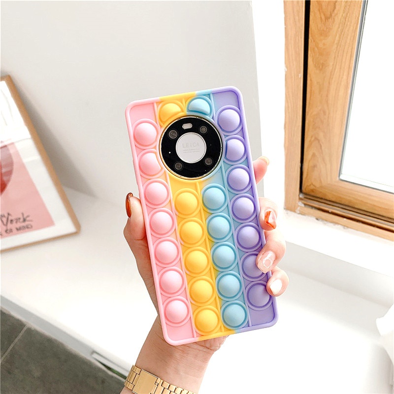 Reliver Stress Pop Fidget Toys Push It Bubble Case for Xiaomi Poco F3 Mi 9T Redmi Note 9S Note 9 Pro Note 8 Note 7 Antistress Game Cover Adult Kids WX