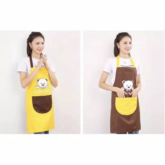 Celemek dapur waterproof happy bear