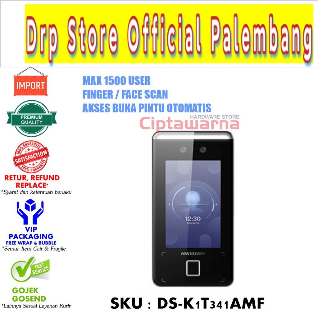 HIKVISION AKSES SIDIK JARI &amp; WAJAH ACCESS CONTROL DS-K1T341AMF