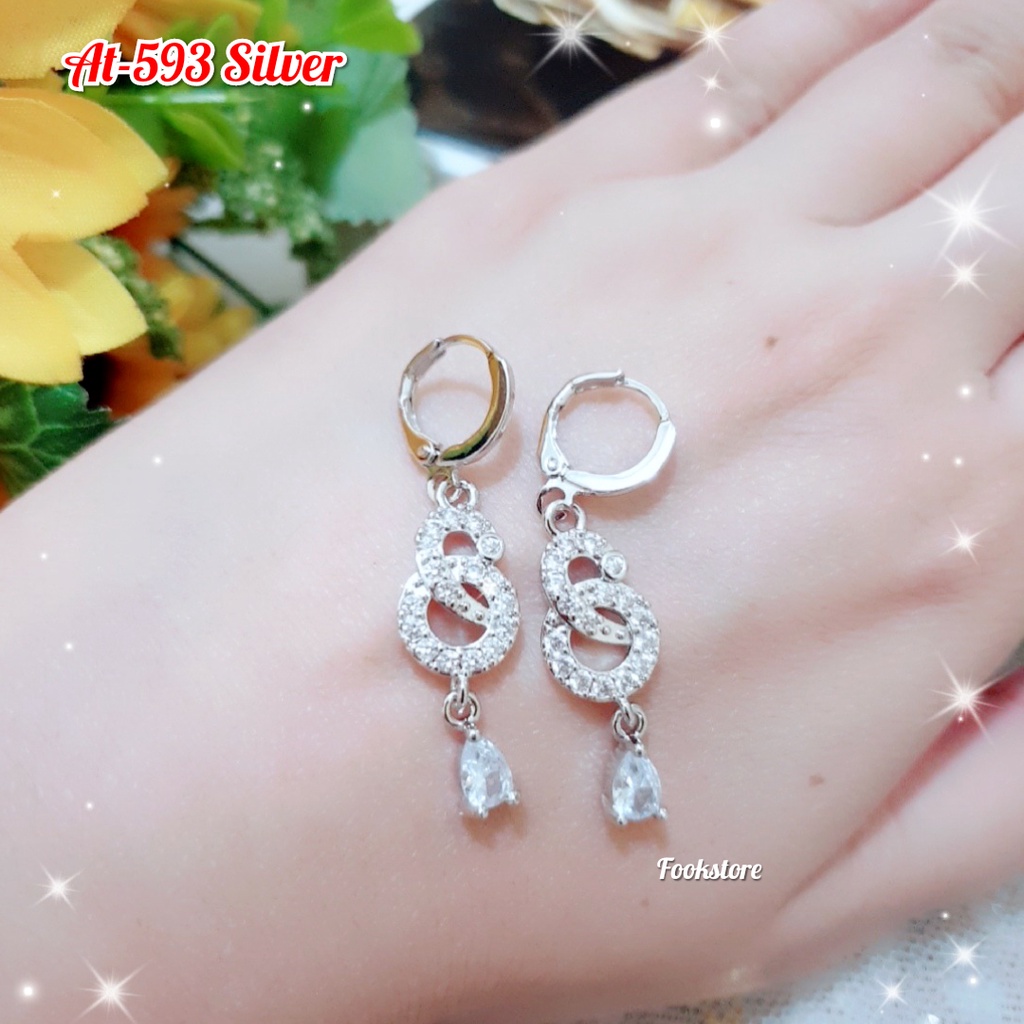 TERMURAH ANTING WANITA XUPING KOREA/ANTI ALERGI-593 SILVER