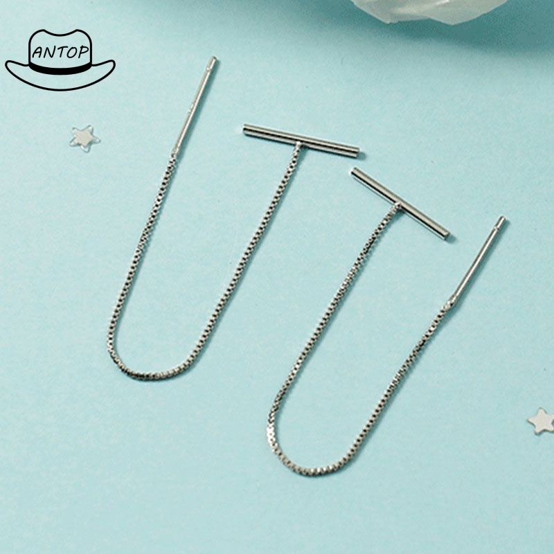 Anting Tusuk Gantung Temperament Bahan Sterling Silver 925 Desain Rumbai Gaya Koreasimple Untuk Wanita ANTOP