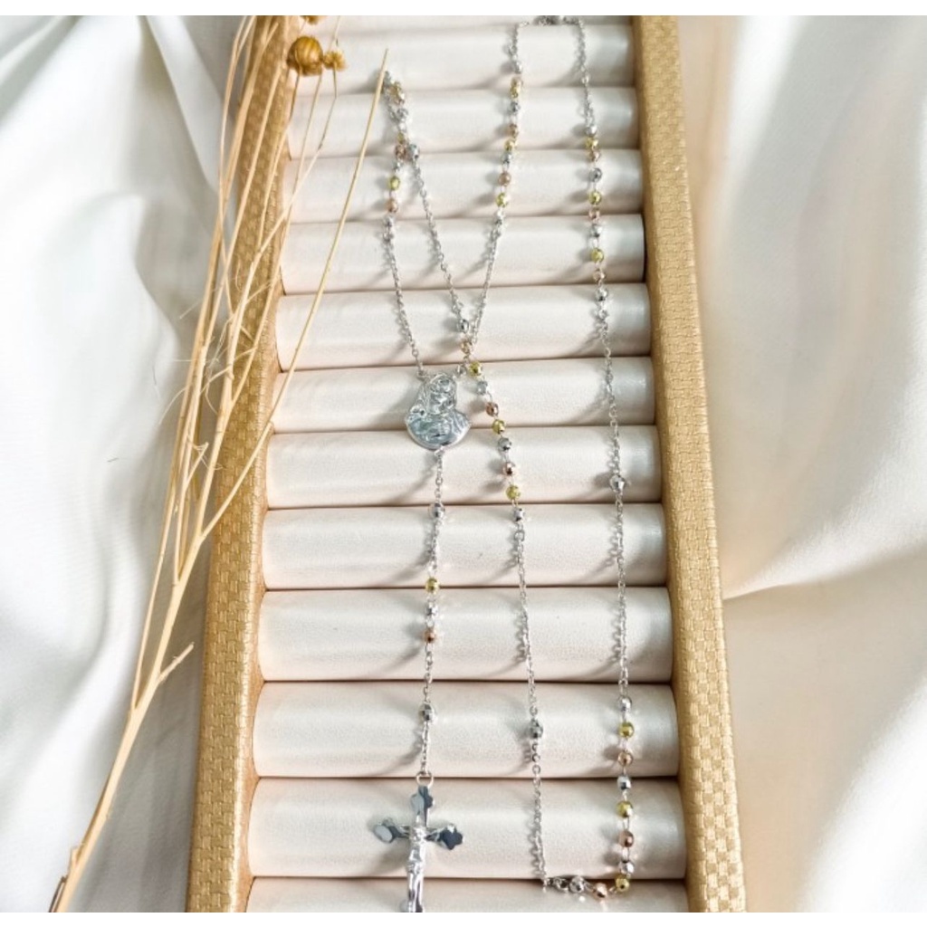 kalung model merica warna salib rosario whitegold elegant emas asli