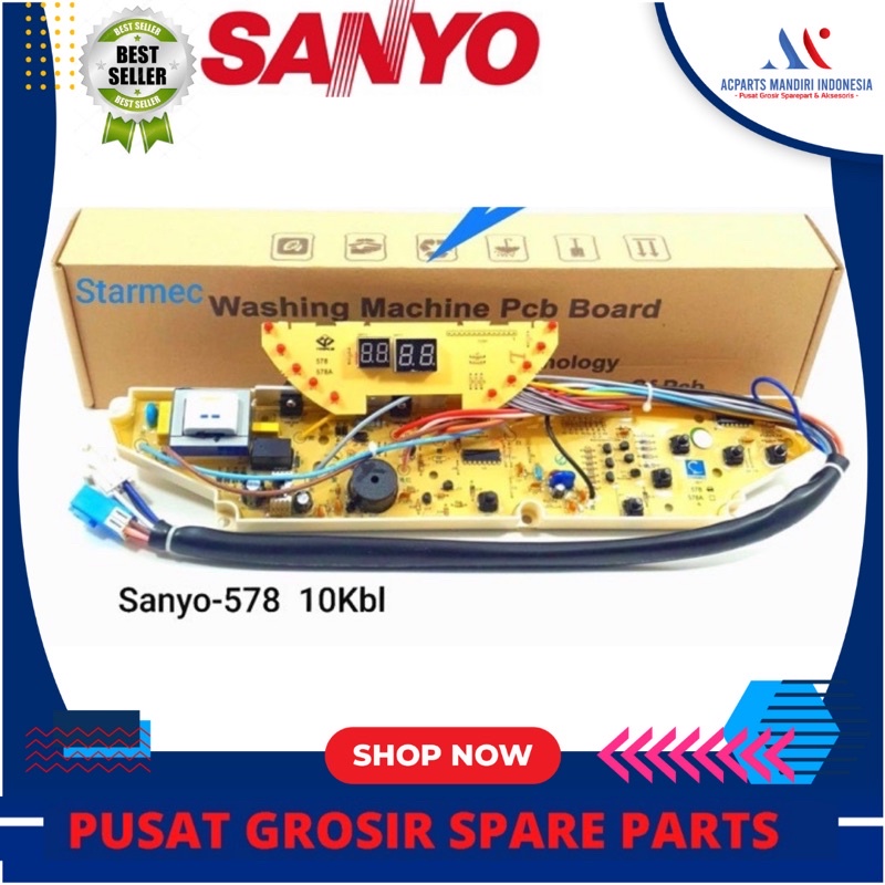 Modul mesin cuci sanyo ASW-B80HT 10 kabel 6 tombol ( SANYO-578 )