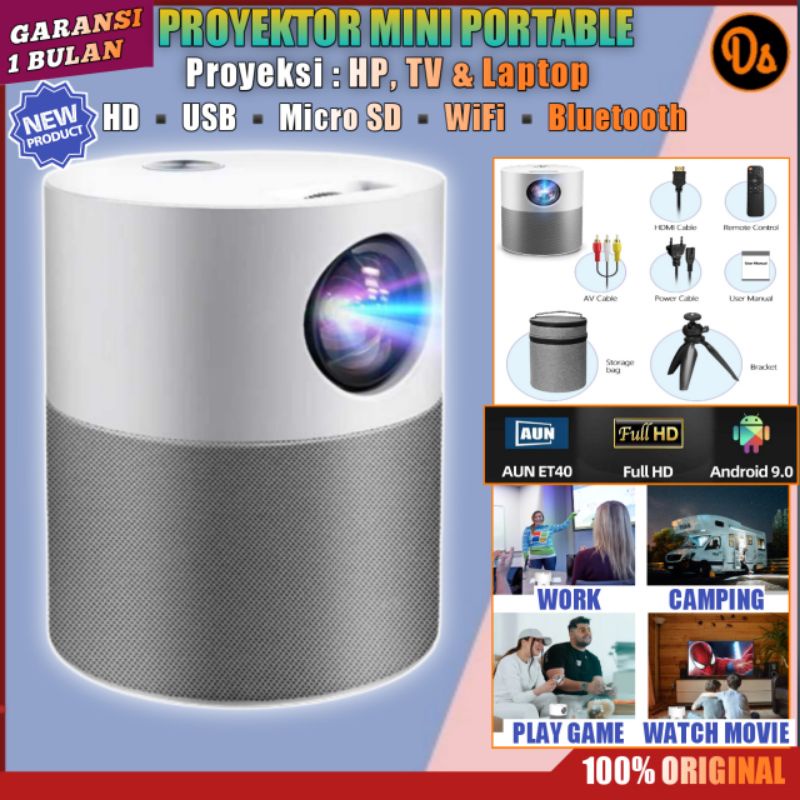 PROMO Proyektor Mini Portable Projector Android 9.0 1080P 4000lm ET40S AUN infocus hp infocus mini infocus mini portable portable hp infocus mini proyektor tv proyektor untuk hp proyektor wifi smarttv proyektor infocus portable proyektor QVPJ0AGI