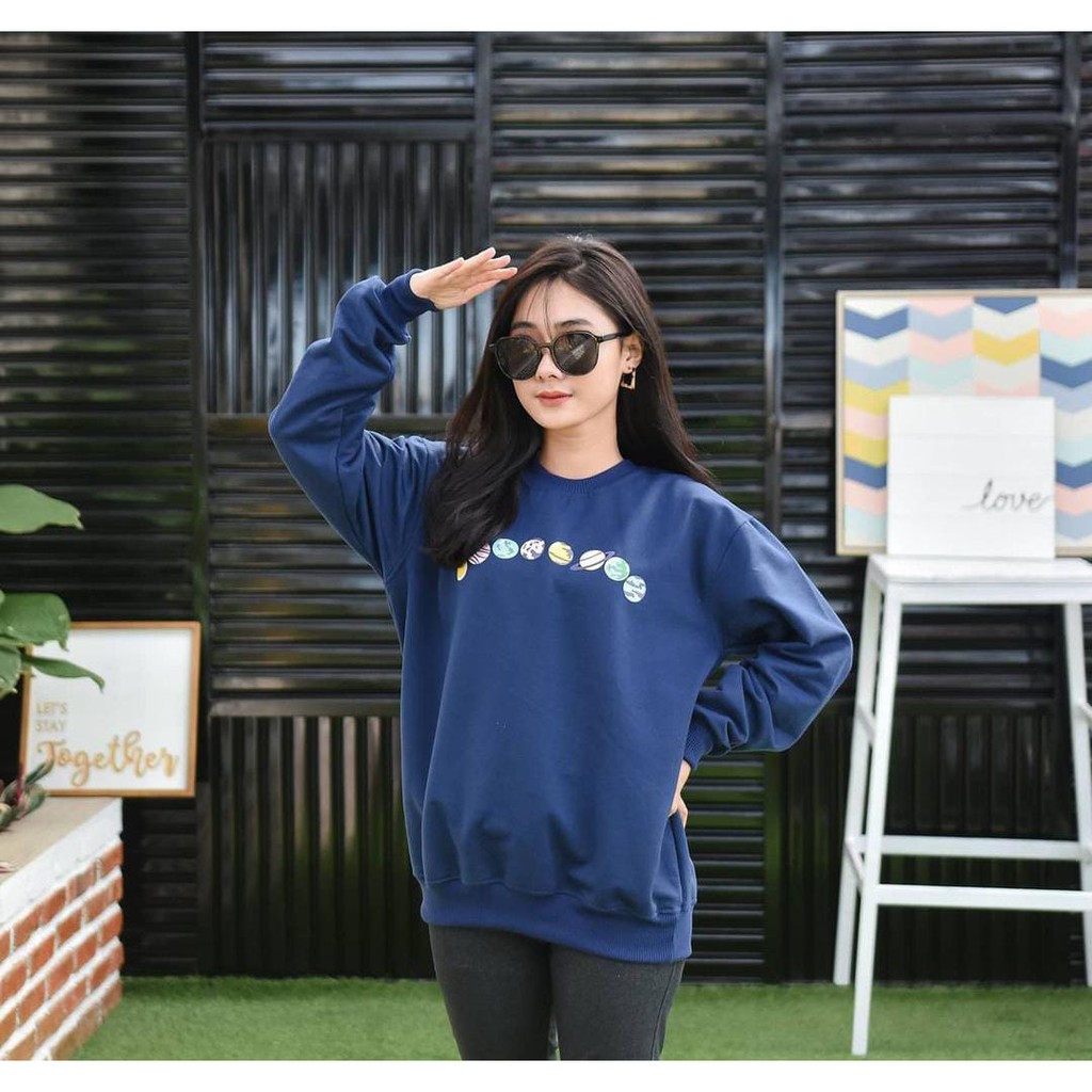 PLANET STREET ARROUND EARTH SWEATER OBLONG - SWEATER WANITA OVERSIZE